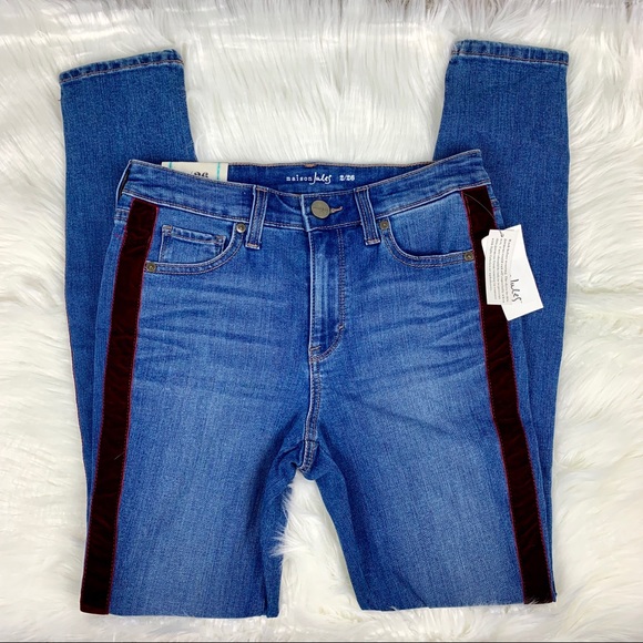 🔥MAISON JULES🔥SODE-STRIPE DENIM SKINNY BLUE JEANS CYAN WASH SIZE 28 NWT - Picture 4 of 6